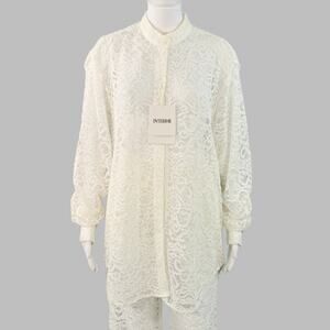 INTERIOR Size XS Off White Nylon Blend Lace Shirt Pants Set